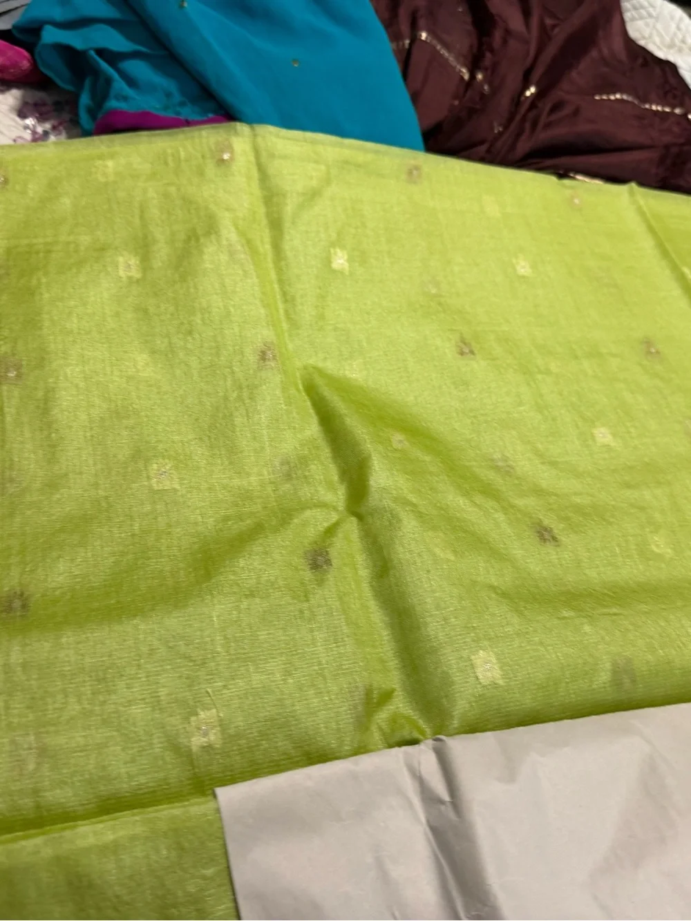Light Green Embroidered Women’s Saari new silk